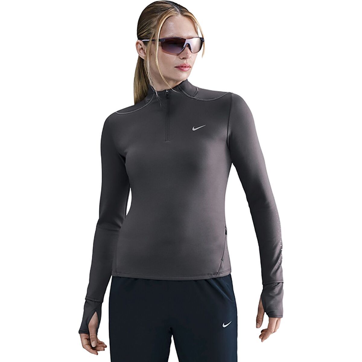 Image of Nike Swift TF Adv Ref 1/2-Zip Top - Women's Thunder Grey/ Reflective Silv, M