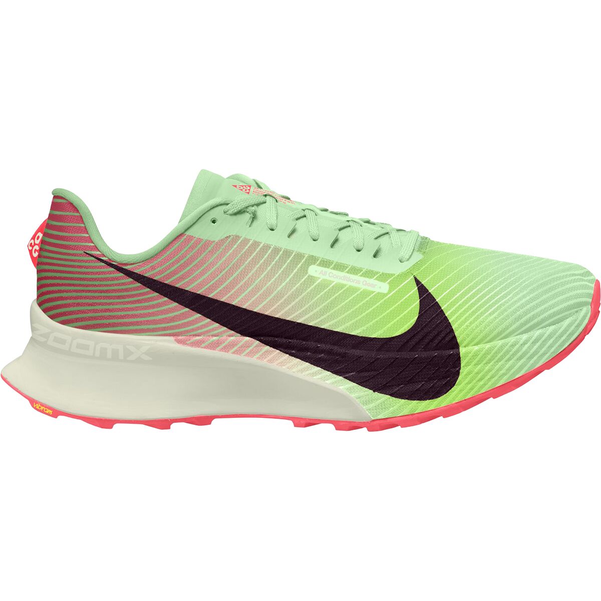 Image of Nike ACG Ultrafly Trail Running Shoe - Men's Volt Tint/Burgundy Ash-Steam-Sea Glass, 9.5