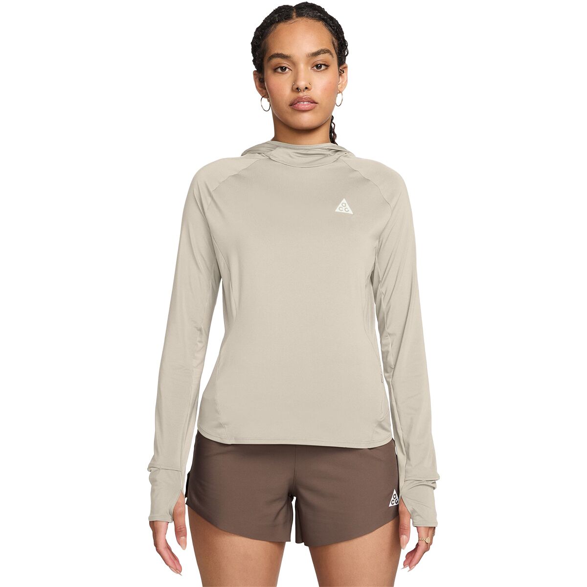 Nike Nike ACG Trail UV Hooded Midlayer Top - Women's Lt Orewood Brn/Summit White, M