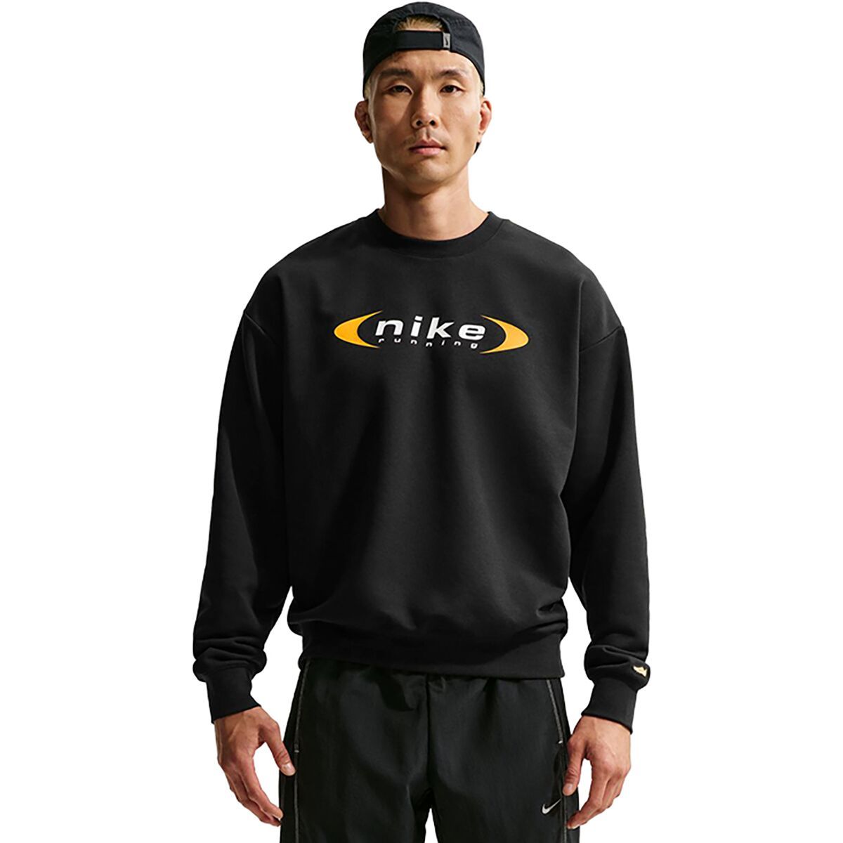 Image of Nike Dri-FIT Retro Fleece Crew Sweatshirt - Men's Black, L