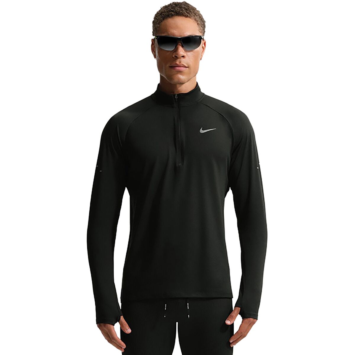 Image of Nike Dri-FIT Stride Realtree Midlayer Top - Men's Black/Reflective Silv, S