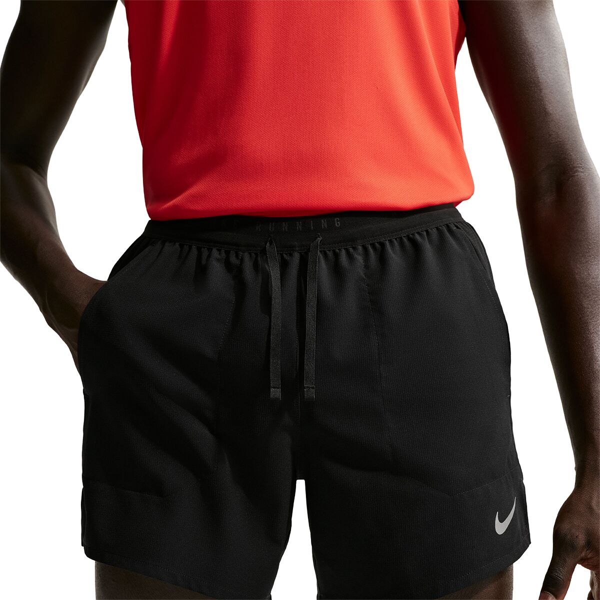 Image of Nike Dri-Fit Stride 2-In-1 5in Short - Men's Black/Reflective Silv, S