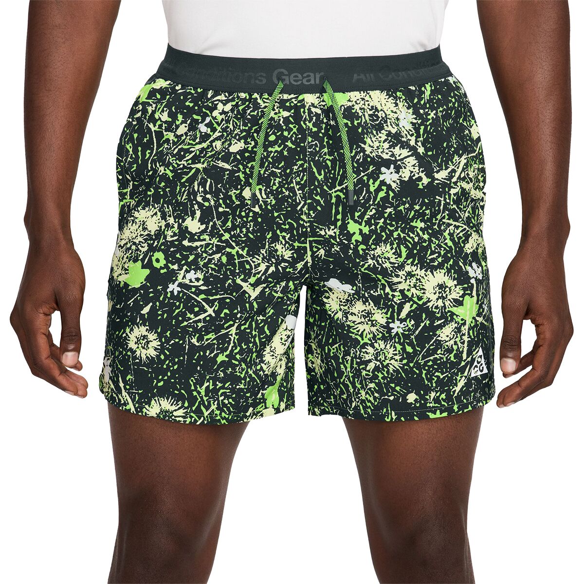 Image of Nike ACG Dri-FIT Second Sunrise 6in AOP Short - Men's Mean Green/Black Spruce/Summit White, XL