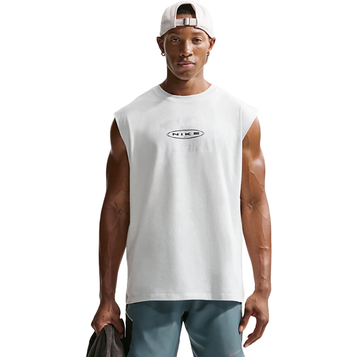 Image of Nike Dri-FIT ADV CRRR Stride Sleeveless T-Shirt - Men's Off White, S
