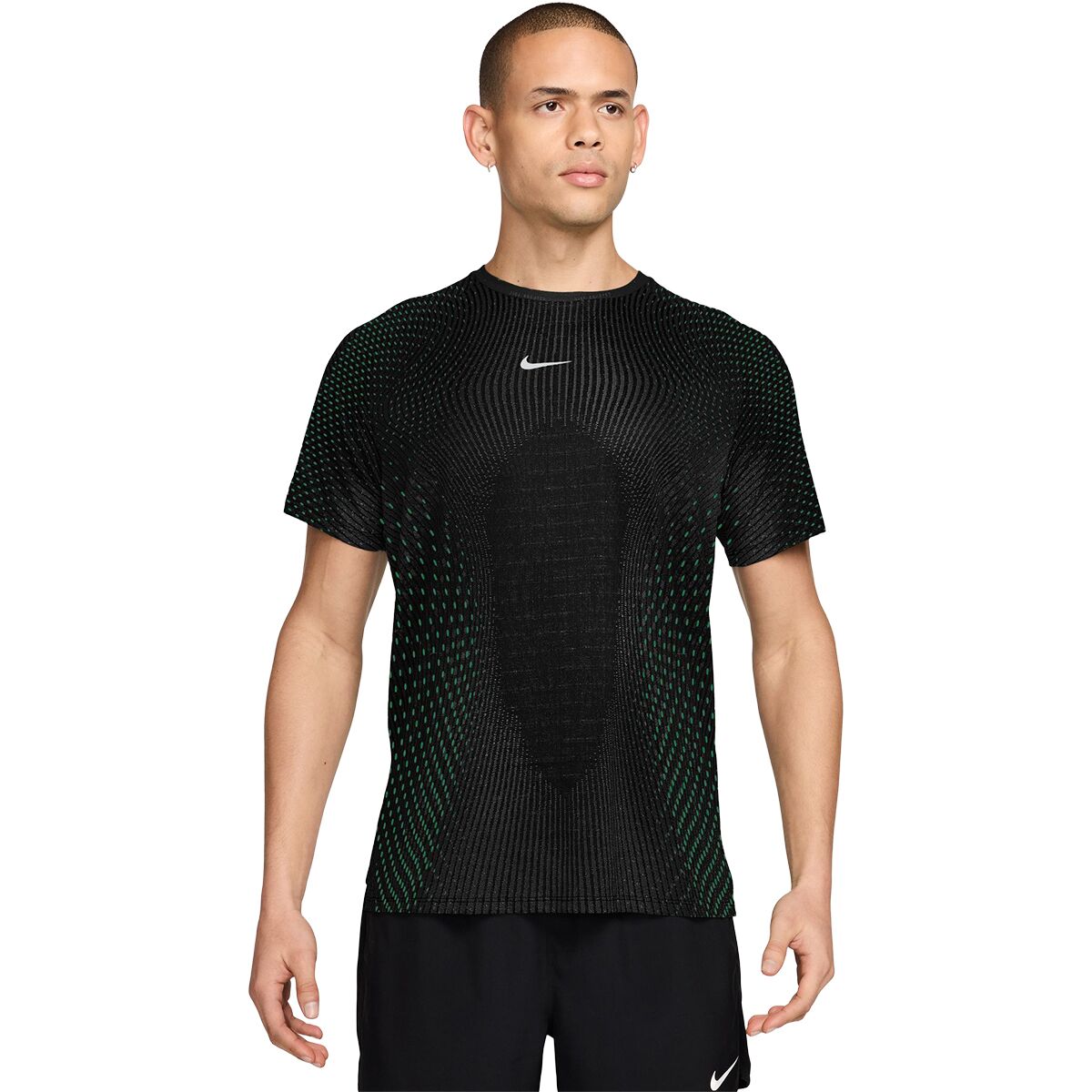 Image of Nike Aero-FIT Stride Short-Sleeve Shirt - Men's Black/Lt Green Spark/Reflective Silv, L