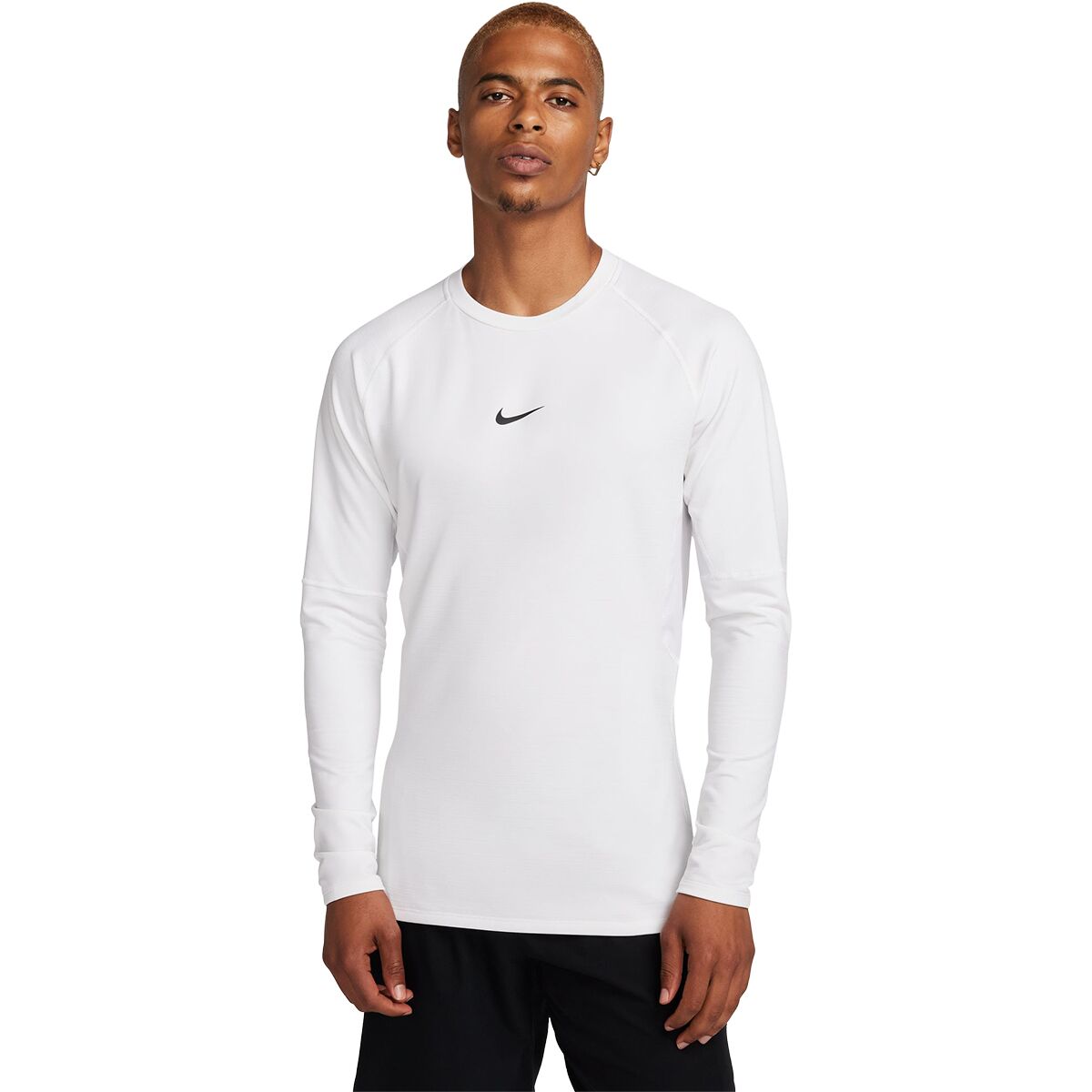 Image of Nike Dri-FIT Warm Long-Sleeve Crew Top - Men's White/Black, M