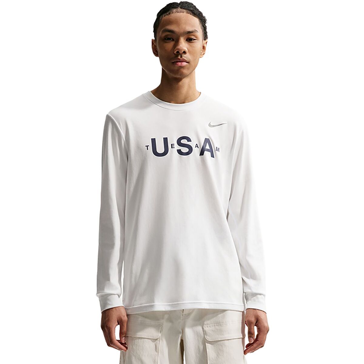 Image of Nike Team USA Primary Dri-FIT Long-Sleeve Top - Men's Summit White/Reflective Silv, M