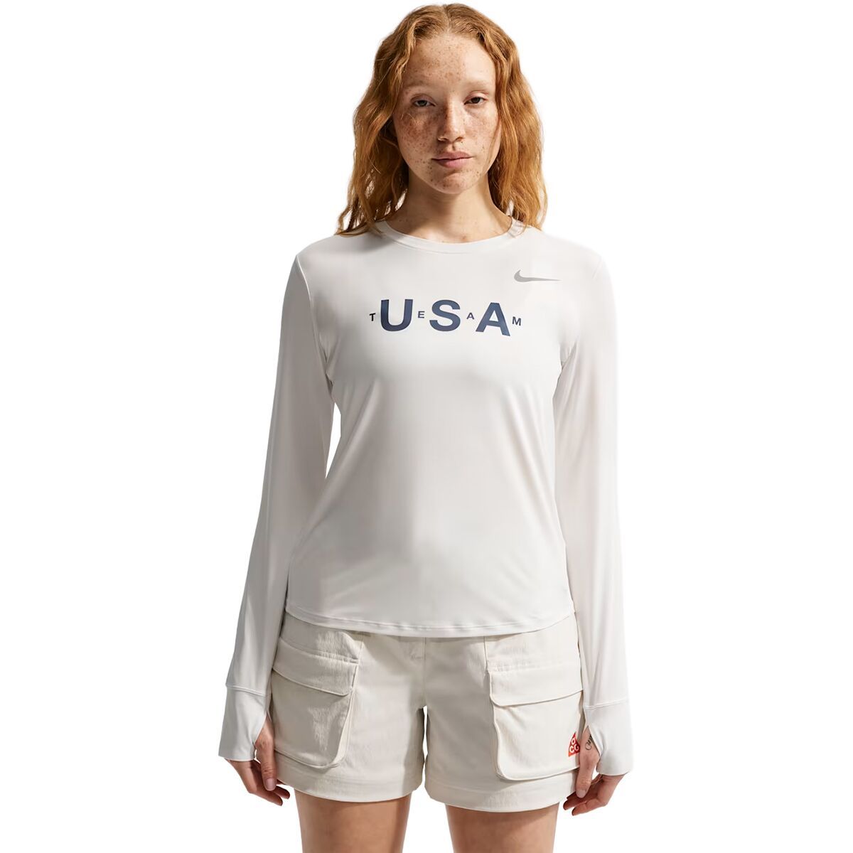 Image of Nike Team USA One Dri-FIT Long-Sleeve Top - Women's Summit White/Reflective Silv, M