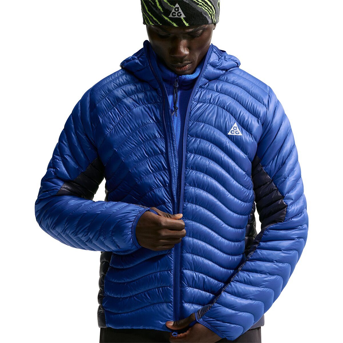 Image of Nike ACG Lava Flow Therma-FIT Ultralight Hooded Jacket - Men's Old Royal/Gridiron/Summit White, S