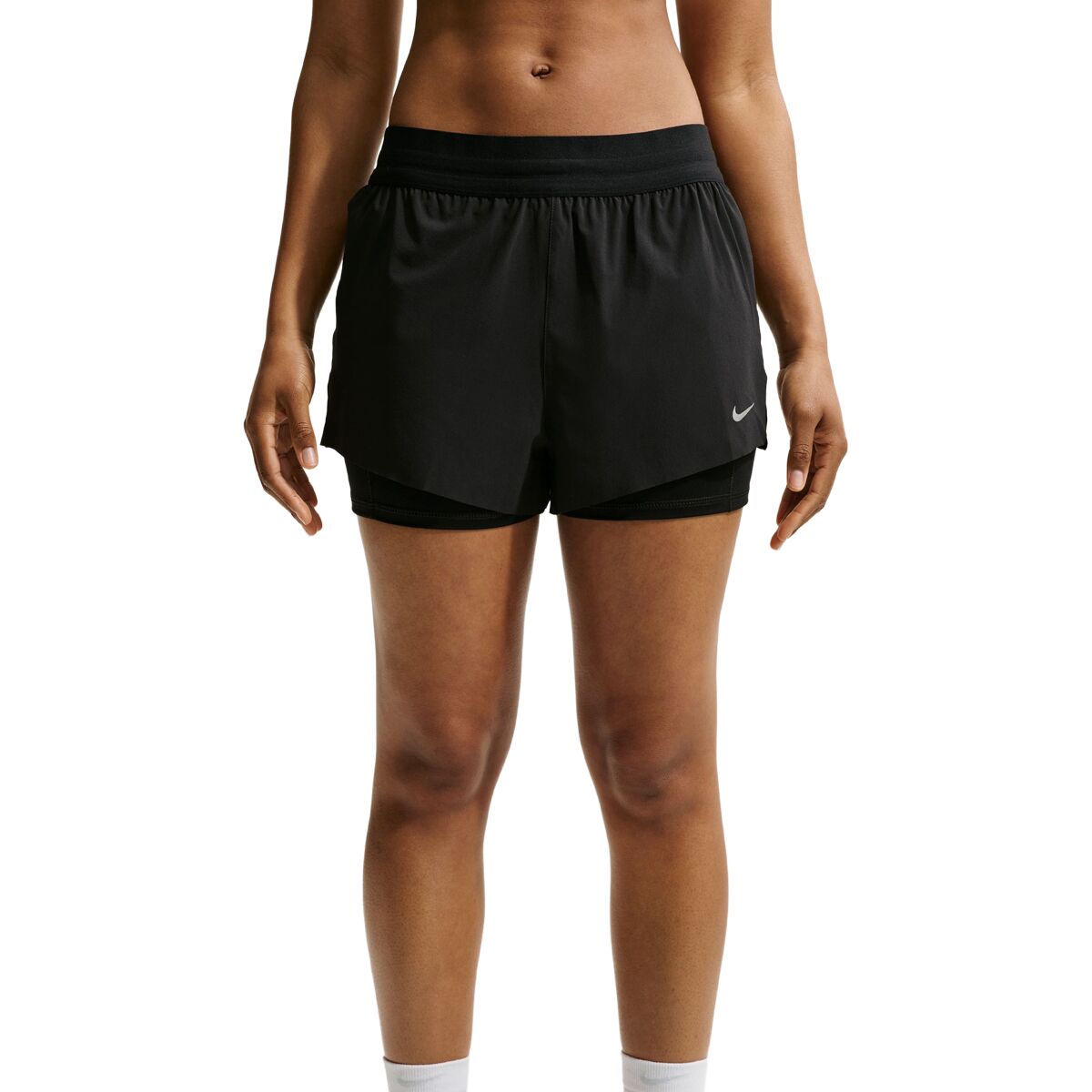 Nike Nike Swift Dri-Fit Mid-Rise 2-in-1 Running Short - Women's Black/Reflective Silver, L - $69.95 at Backcountry.com