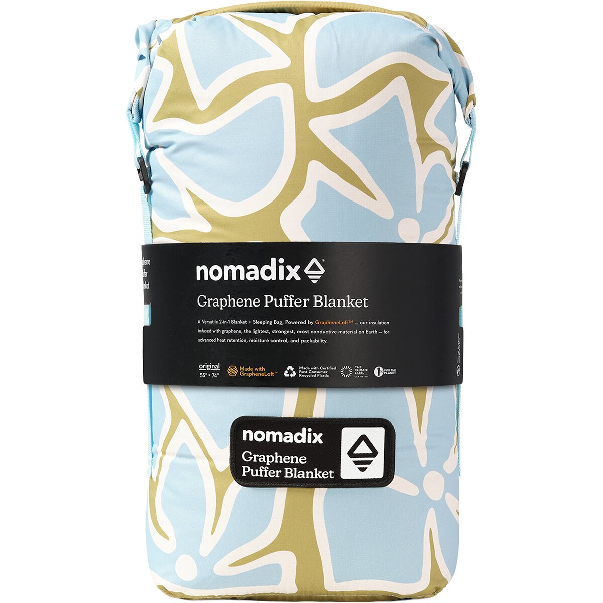Image of Nomadix Graphene Puffer Blanket Wild Flowers Meadow Green, One Size