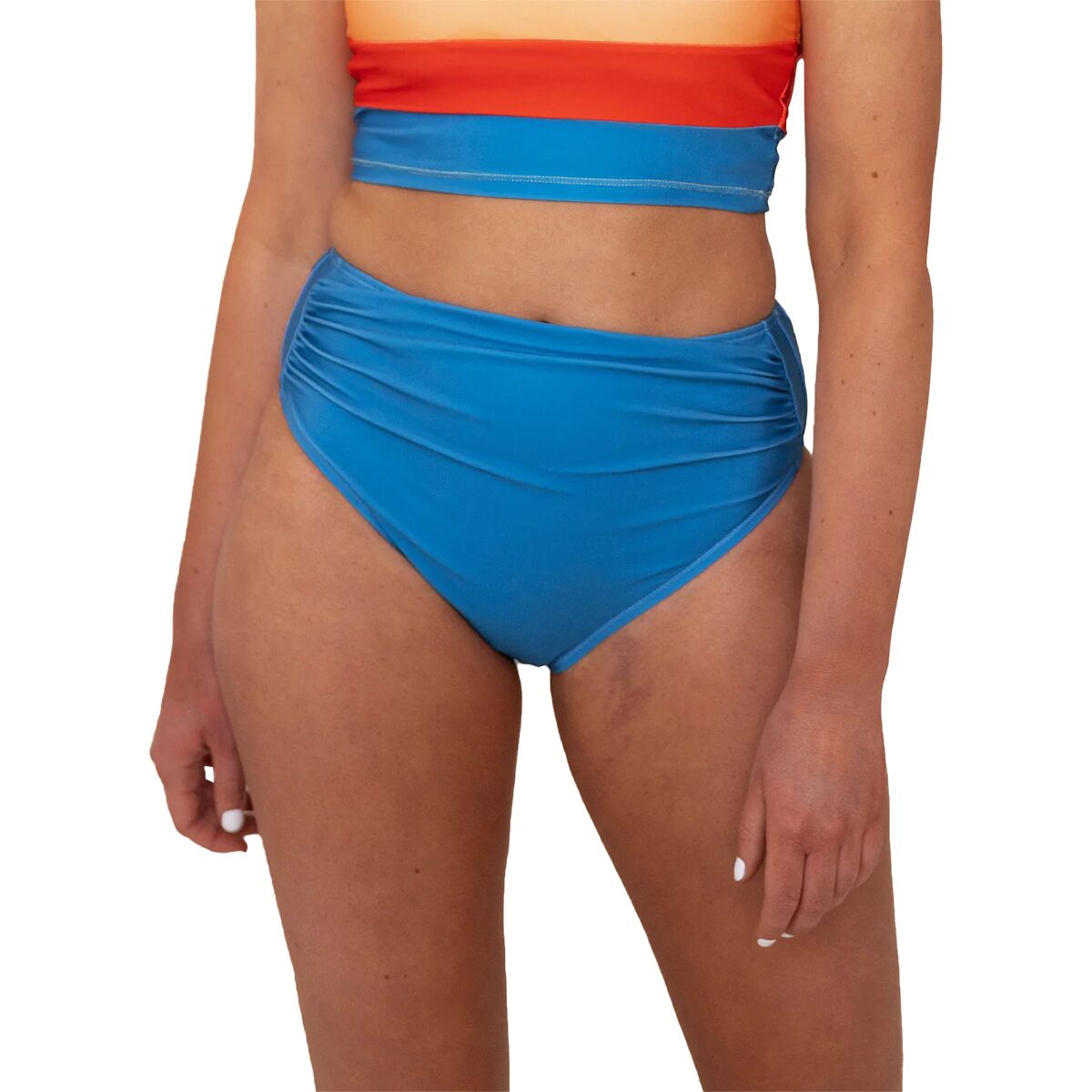 Nani Swimwear Nani Swimwear High Leg Ruched Bikini Bottom - Women's Bay Blue, L