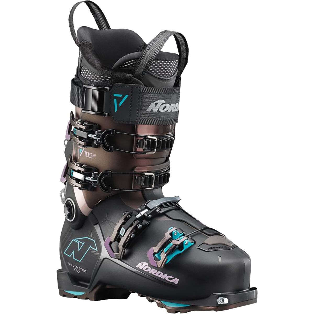 Nordica Unlimited 105 DYN Alpine Touring Boot - 2025 - Women's Black/Irid Purple/Red, 24.5