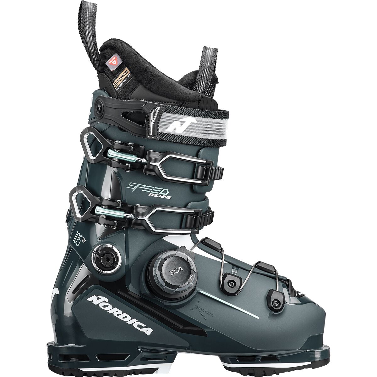 Image of Nordica Speedmachine 3 Boa 105 Ski Boot - 2027 - Women's Green/Black/Aqua, 24.5