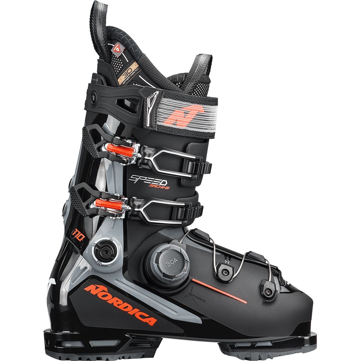 Nordica Speedmachine 3 Boa 110 Ski Boot - 2026 Black/Grey/Red, 30.5