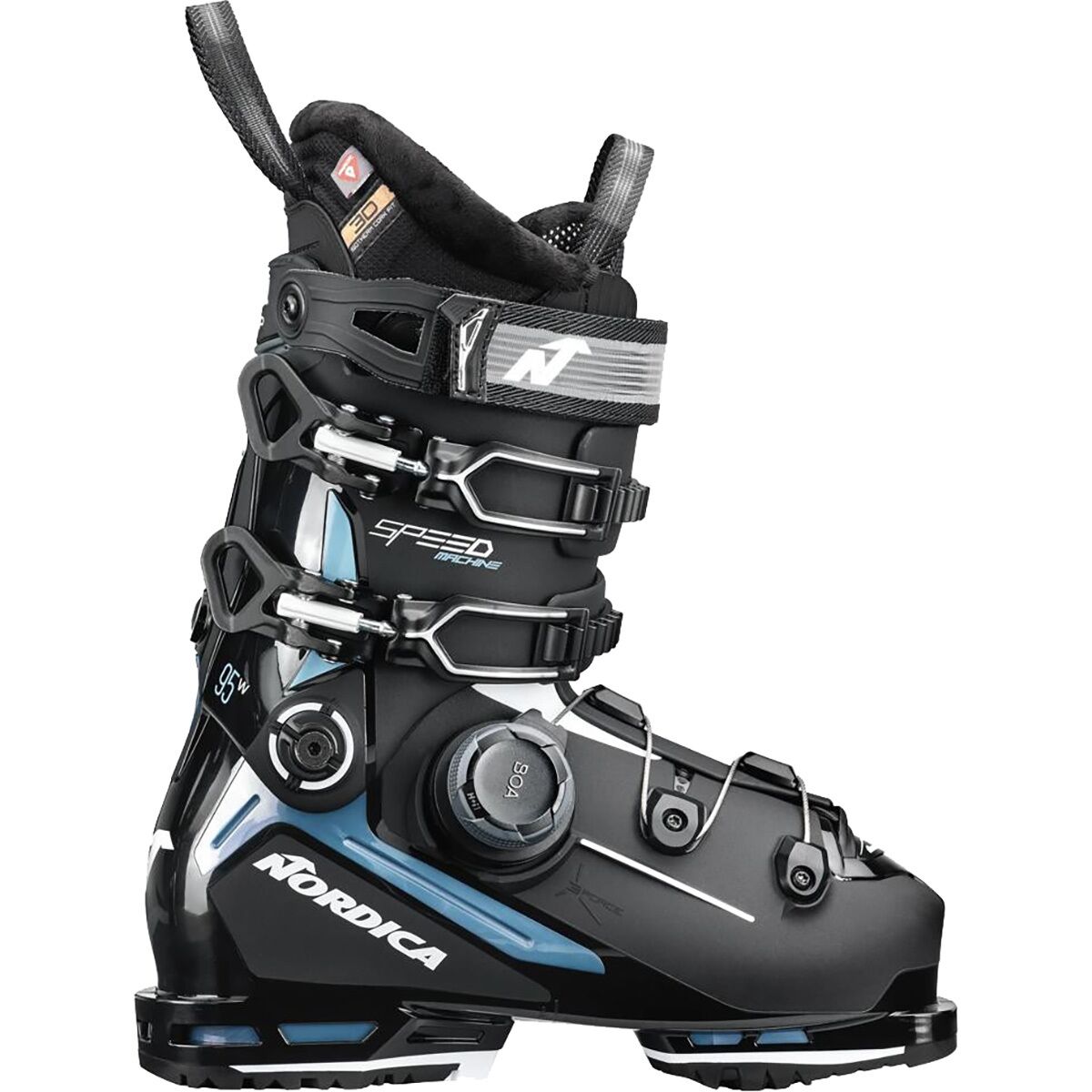 Image of Nordica Speedmachine 3 BOA 95 Ski Boot - 2027 - Women's Black/Lt Blue/White, 25.5