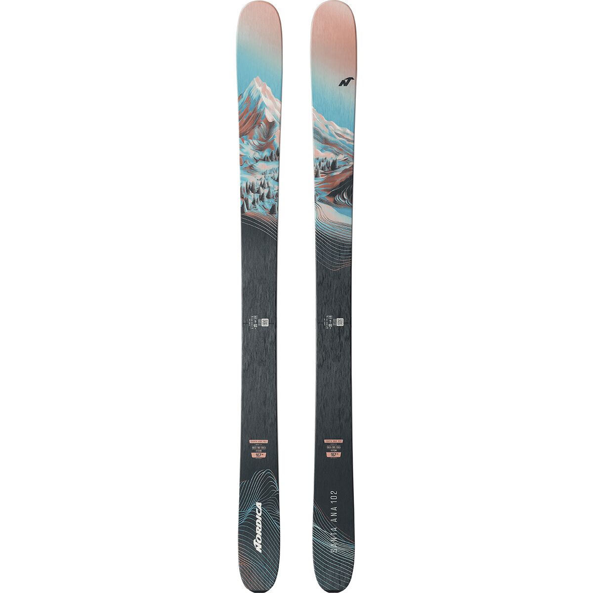 Image of Nordica Santa Ana 102 Ski - 2027 - Women's Peach/Light Blue/Black, 167cm