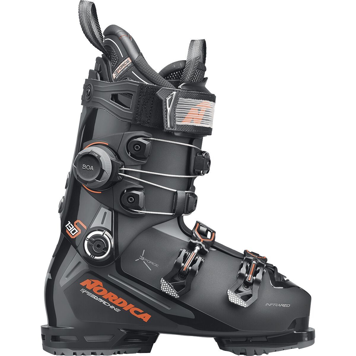 Image of Nordica Speedmachine 3 130 Cuff BOA Ski Boot - 2026 Black/Anthracite/Red, 28.5