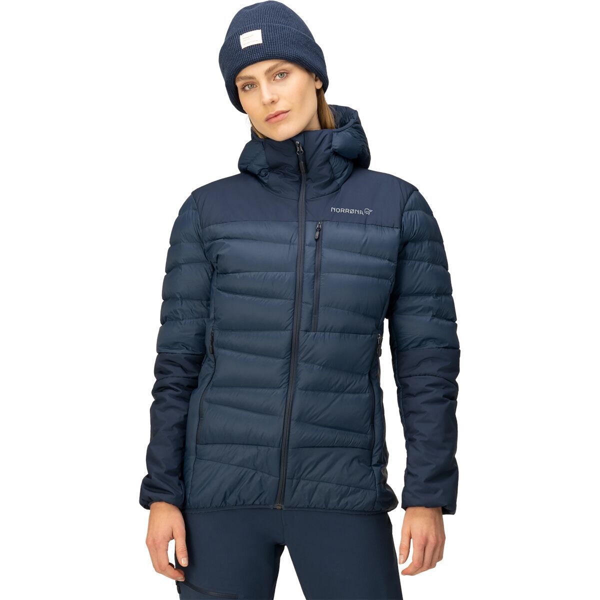 Image of Norrona Falketind Down750 Hooded Jacket - Women's Indigo Night, M