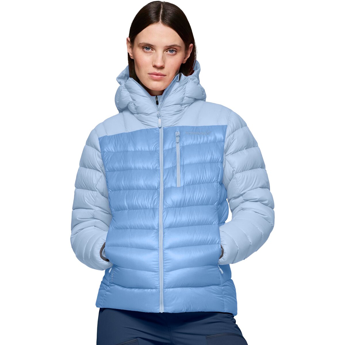 Image of Norrona Lyngen Down850 Hooded Jacket - Women's Allure/Cashmere Blue, L