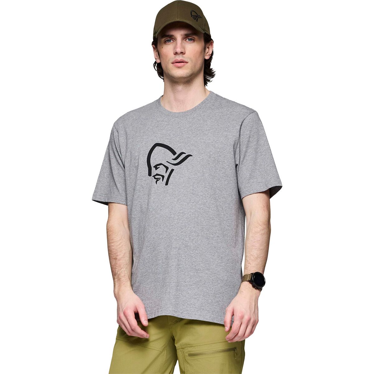 Image of Norrona /29 Cotton Viking T-Shirt - Men's Grey Melange/Caviar, XL