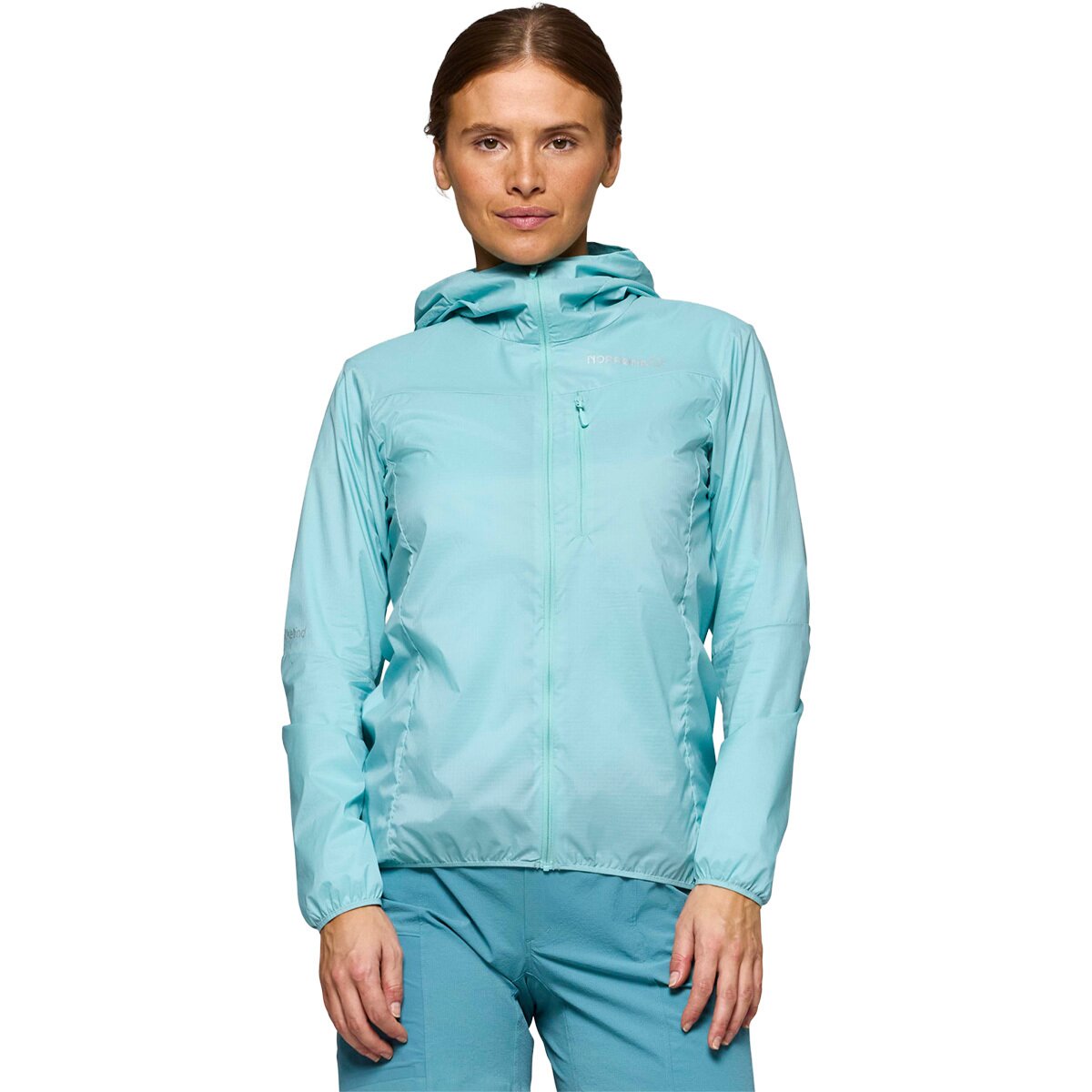 Image of Norrona Falketind Aero60 Hooded Jacket - Women's Aqua Haze, S