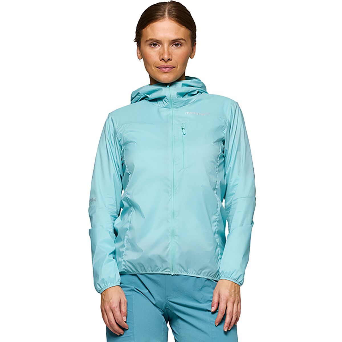 Image of Norrona Falketind Aero60 Hooded Jacket - Women's Aqua Haze, M
