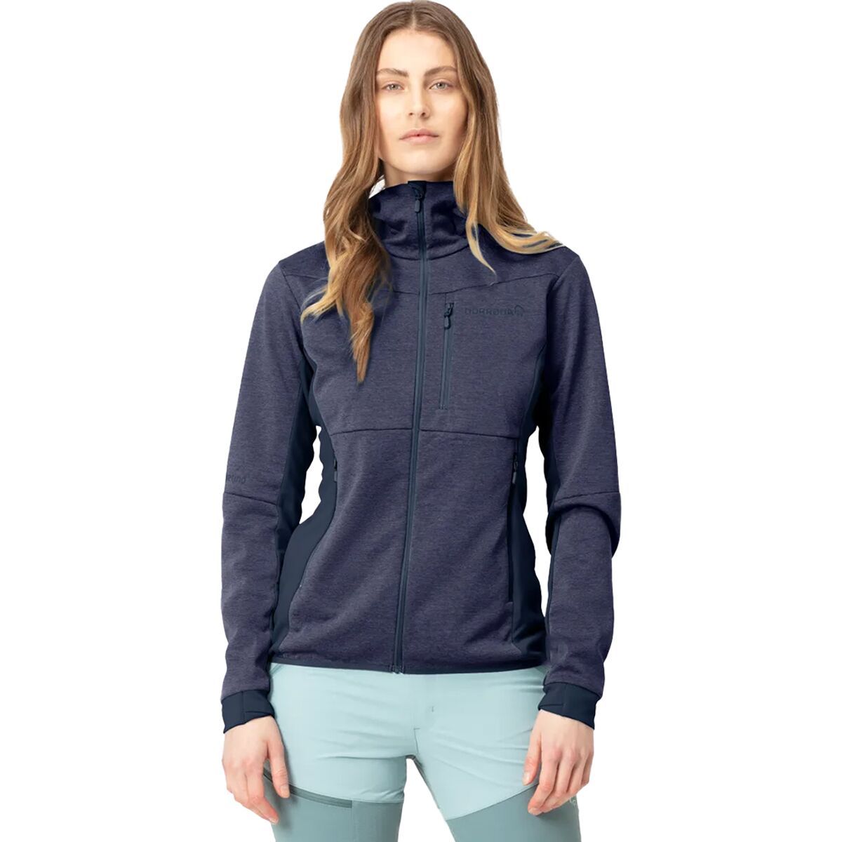 Norrona Falketind Warm2 Octa Hooded Jacket - Women's Aquarius/Mykonos Blue, L