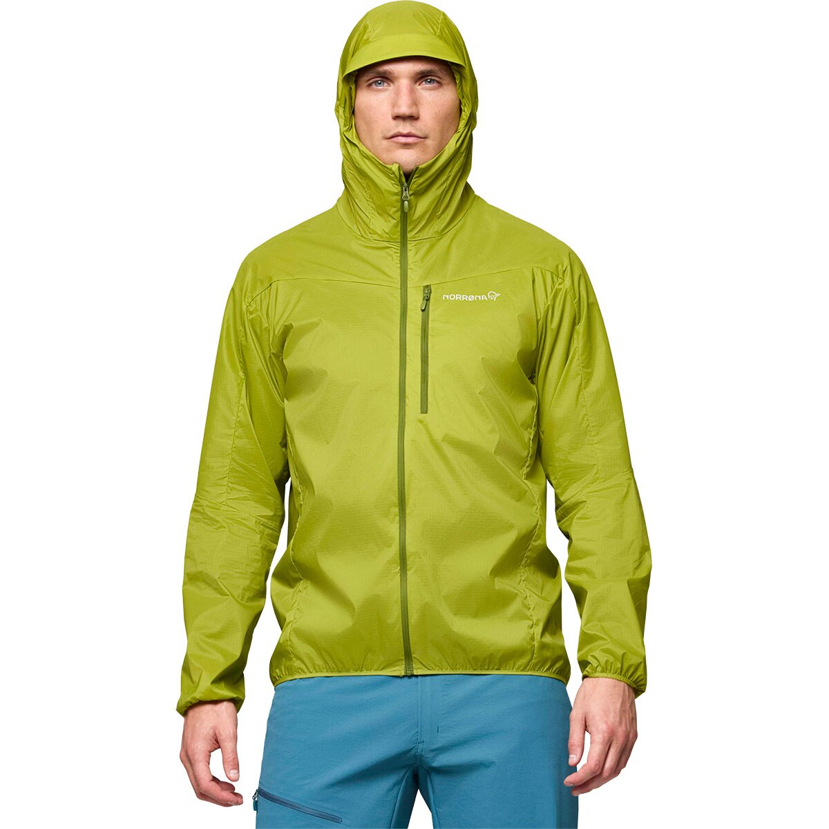 Image of Norrona Falketind Aero60 Hood Windbreaker - Men's Golden Lime, M