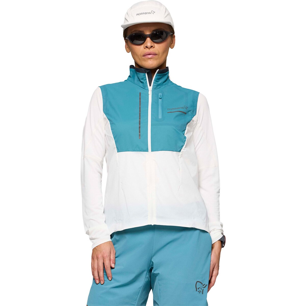 Image of Norrona Senja Aero90 Vest - Women's Brittany Blue/Snow White, S