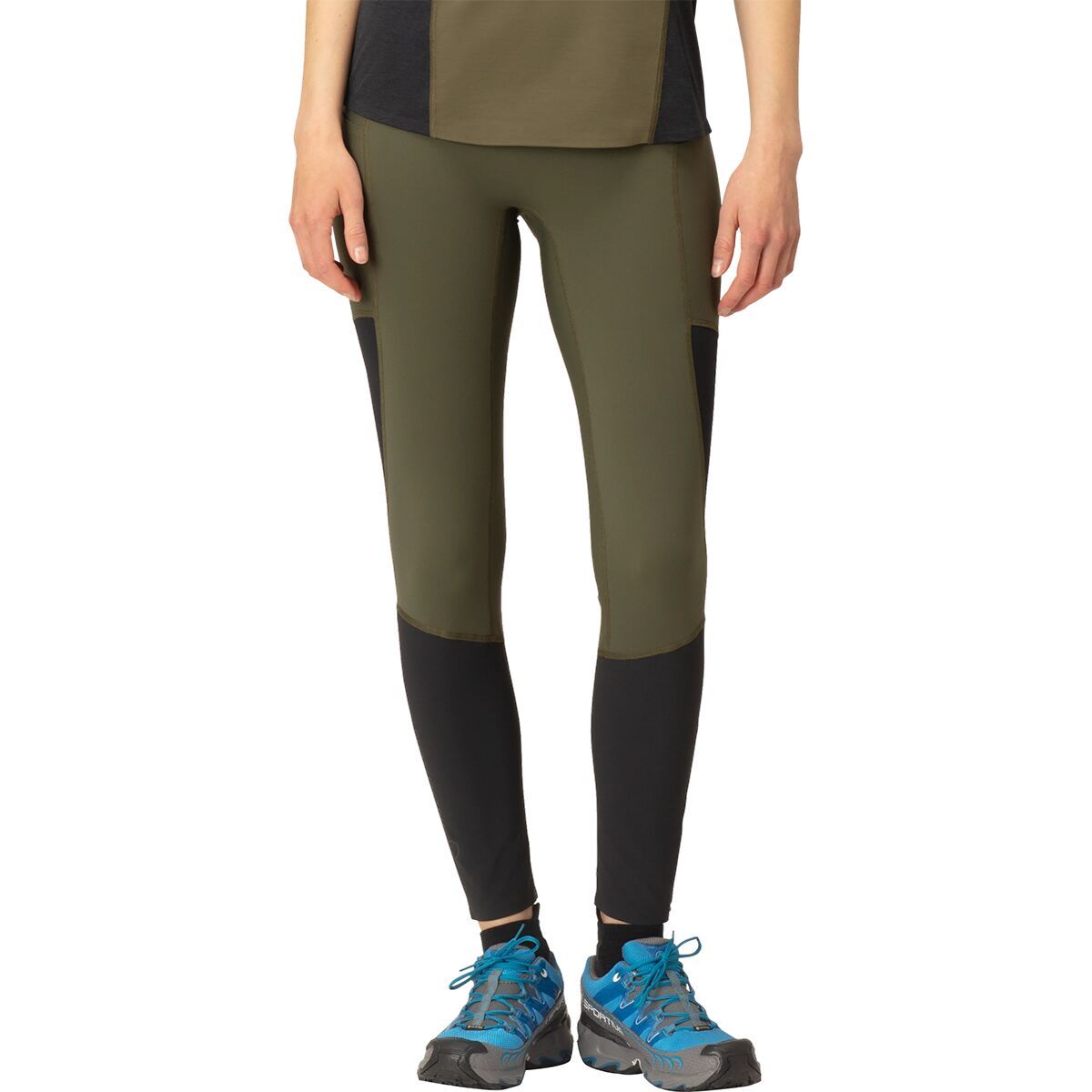 Image of Norrona Senja Equaliser Stretch Tights - Women's Olive Night/Caviar, L