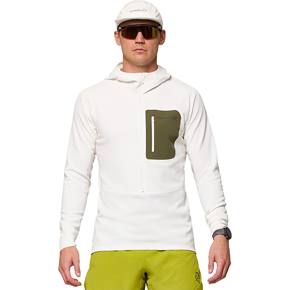 Image of Norrona Senja Warm1 Hooded Jacket - Men's Snow White/Olive Night, M