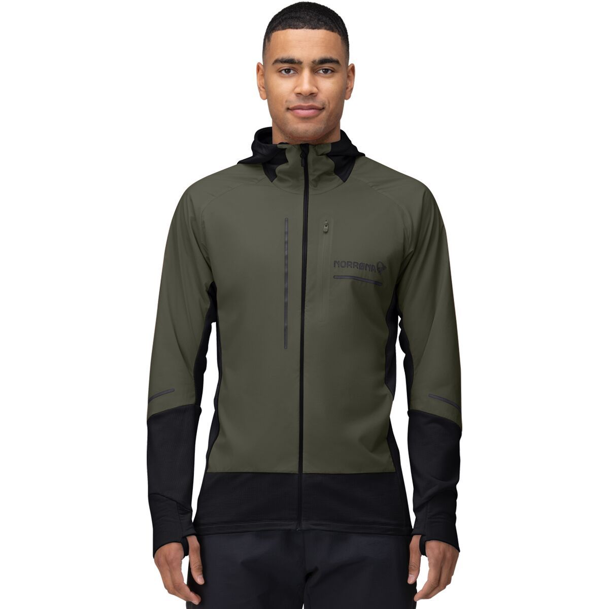 Norrona Senja Alpha90 Zip Hooded Jacket - Men's Olive Night, XL