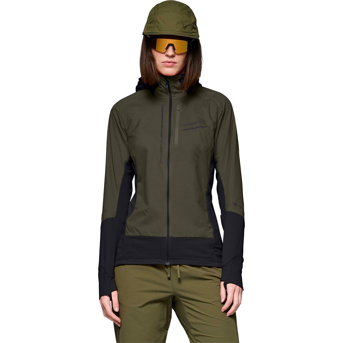 Image of Norrona Senja Alpha90 Zip Hooded Jacket - Women's Olive Night, XS