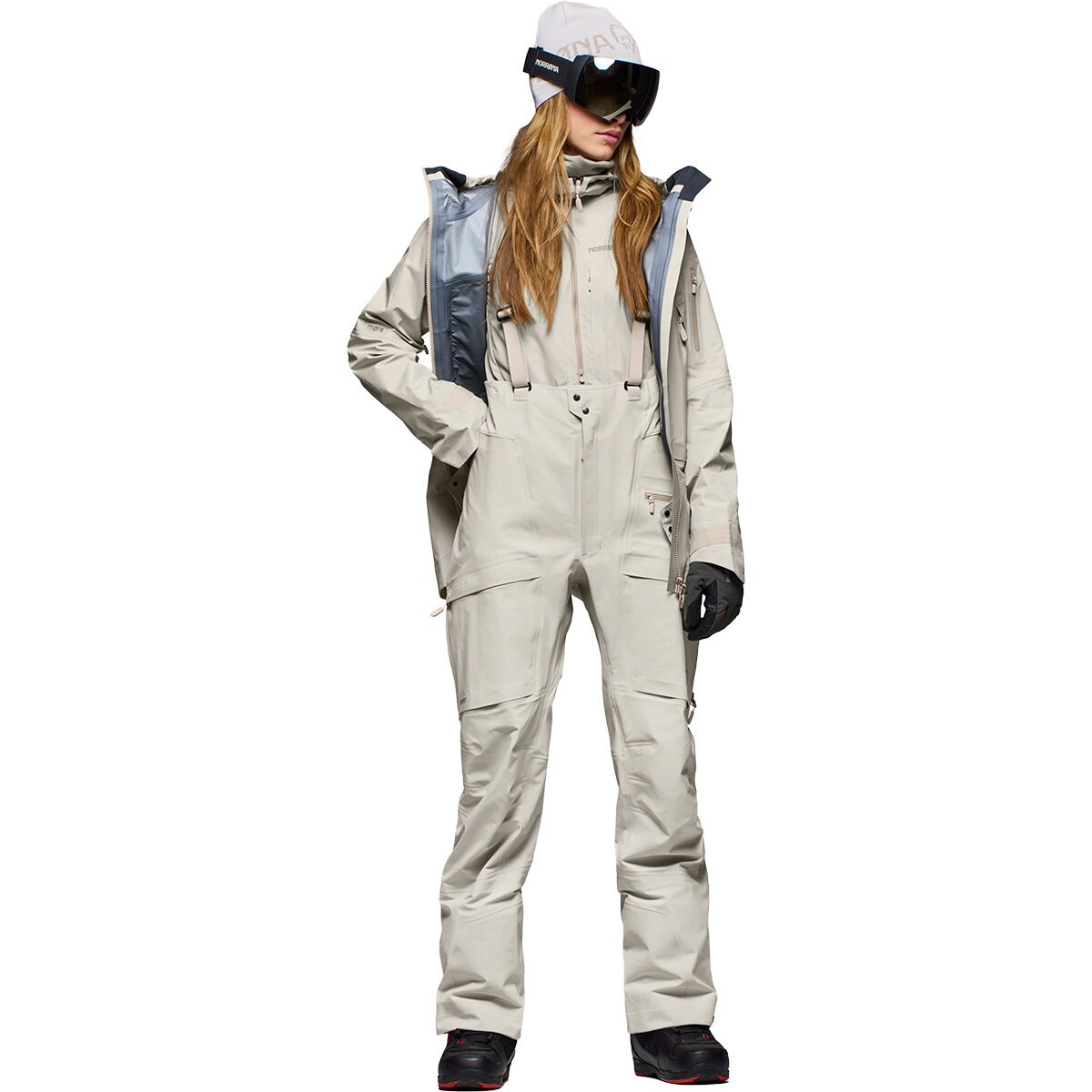 Image of Norrona More GORE-TEX Salopette - Women's Oatmeal, XS