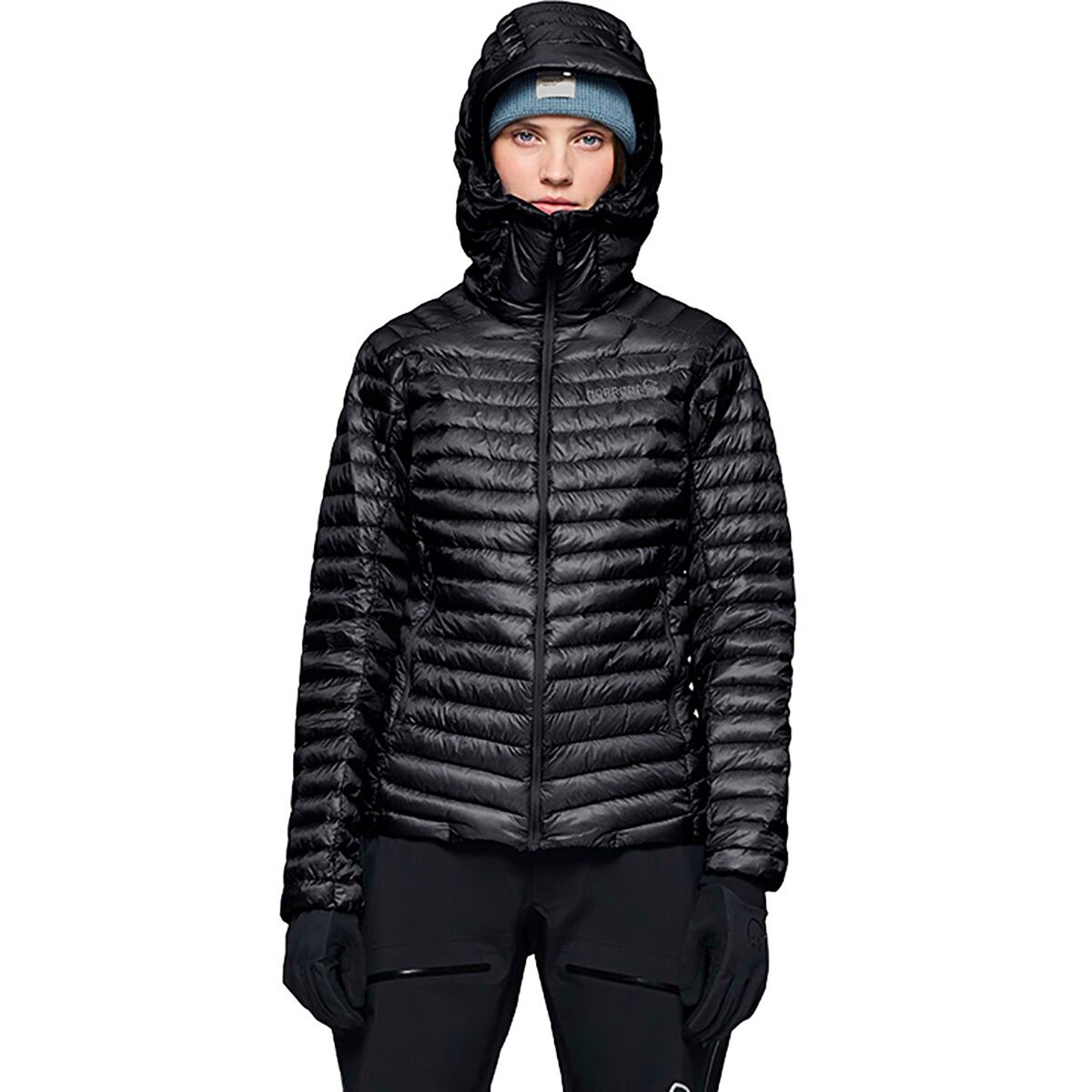 Image of Norrona Trollveggen Superlight Down800 Hooded Jacket - Women's Caviar Black, XS