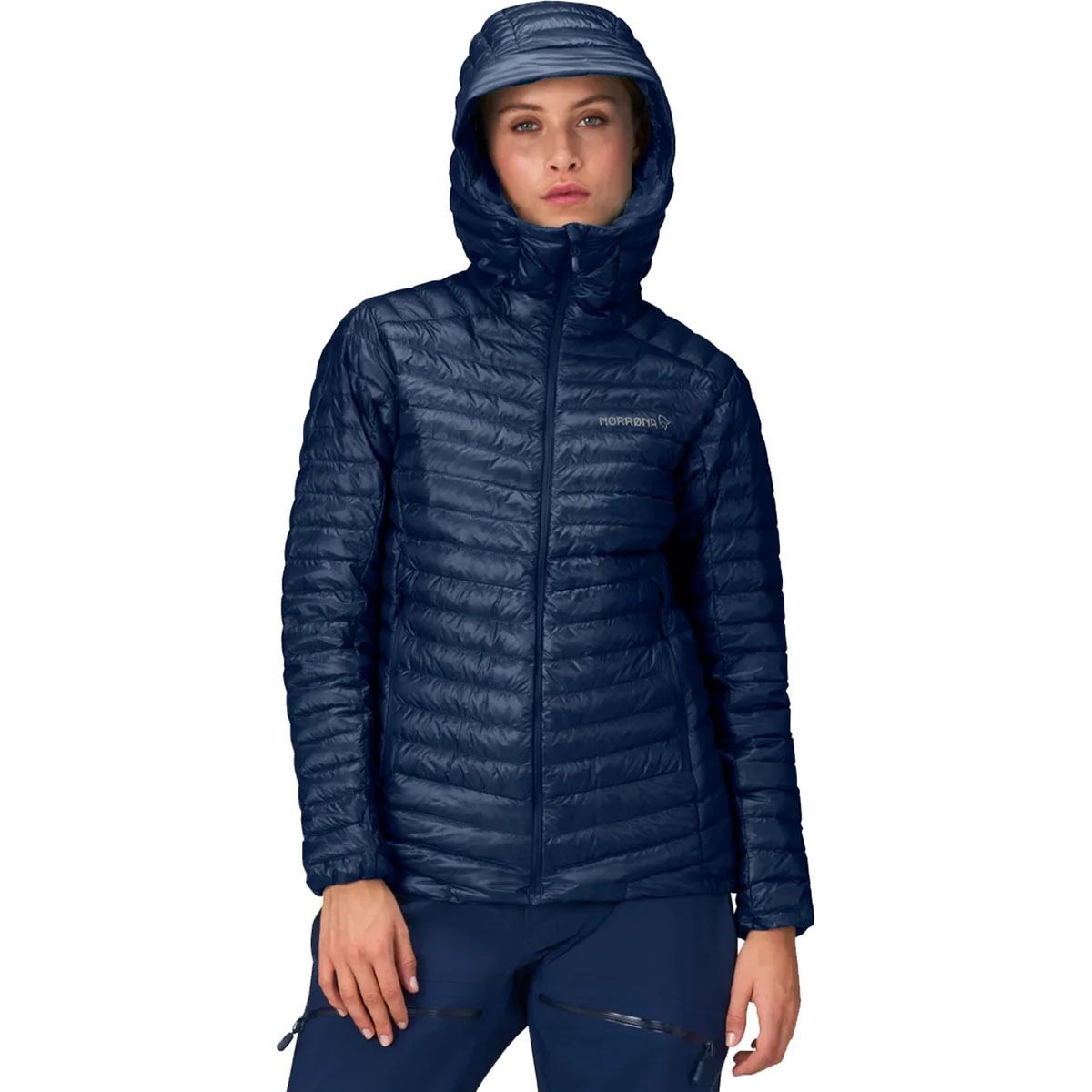 Image of Norrona Trollveggen Superlight Down800 Hooded Jacket - Women's Indigo Night, L