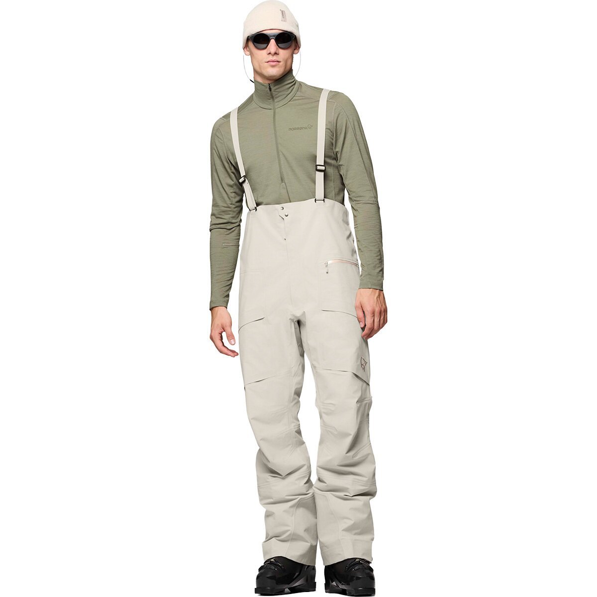 Image of Norrona More GORE-TEX Salopette - Men's Oatmeal, S
