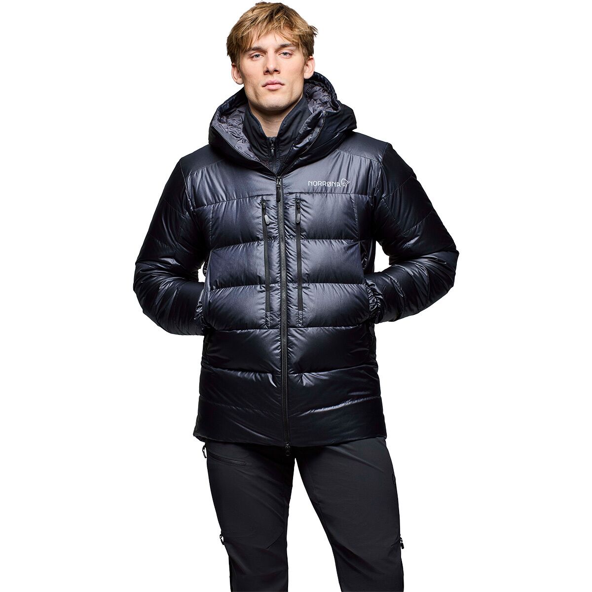 Image of Norrona Trollveggen Down800 Hooded Jacket - Men's Caviar Black, XXL