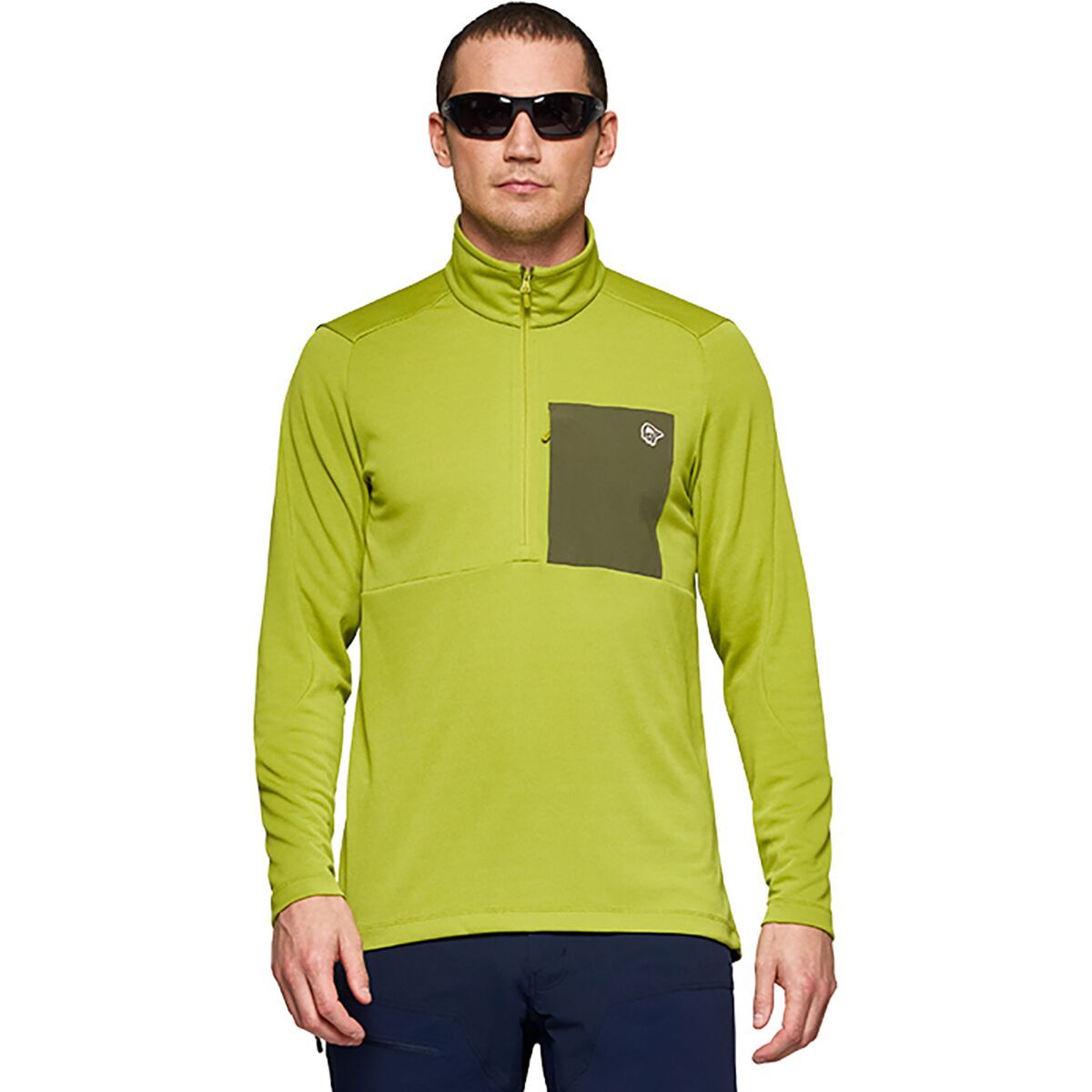 Image of Norrona Femund Warm1 Half-Zip - Men's Golden Lime/Olive Night, M