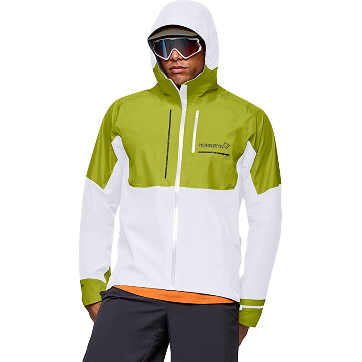 Image of Norrona Senja Gore-Tex Jacket - Men's Golden Lime/Snow White, L