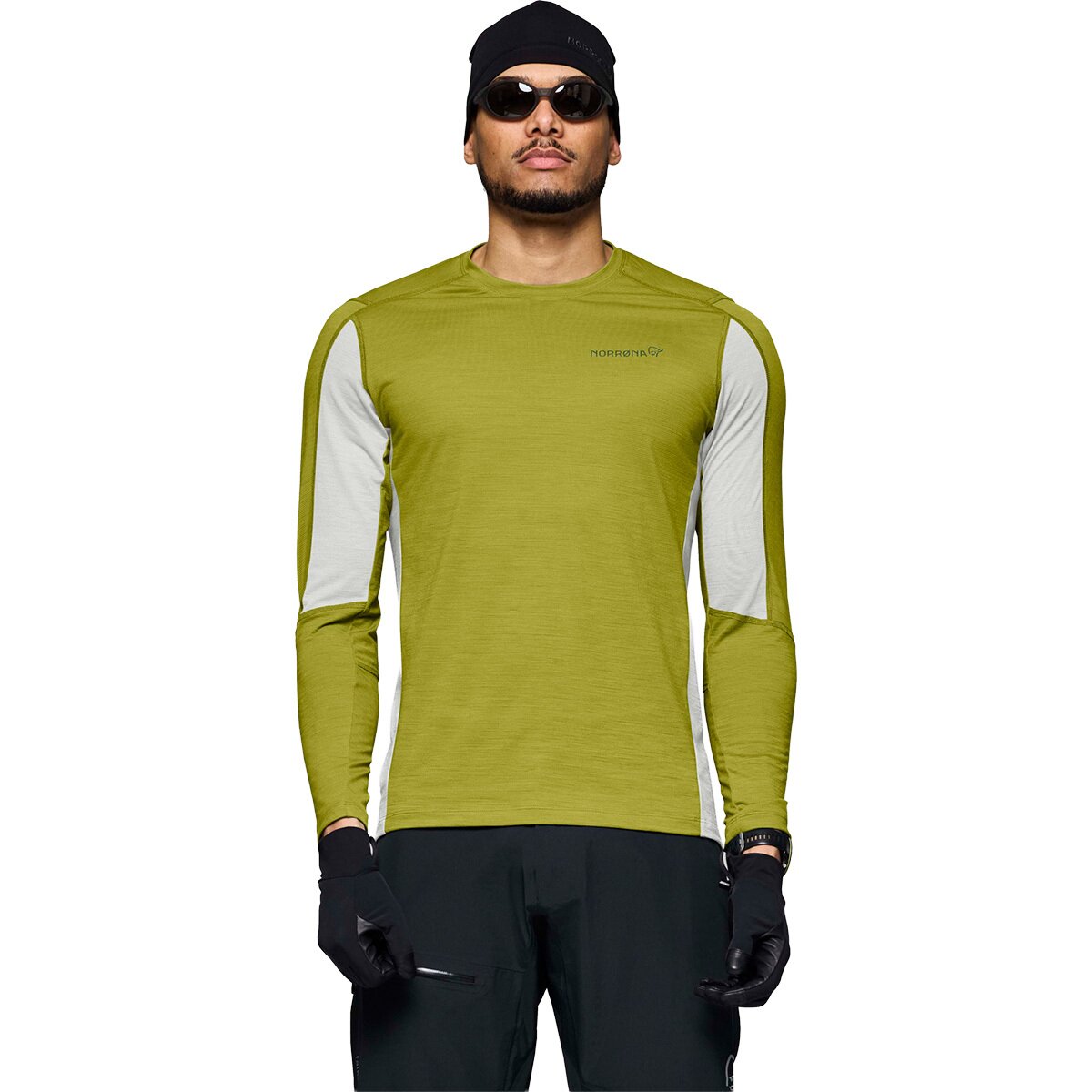 Image of Norrona Falketind EqualiserUll Long-Sleeve Top - Men's Golden Lime/Whisper White, XL