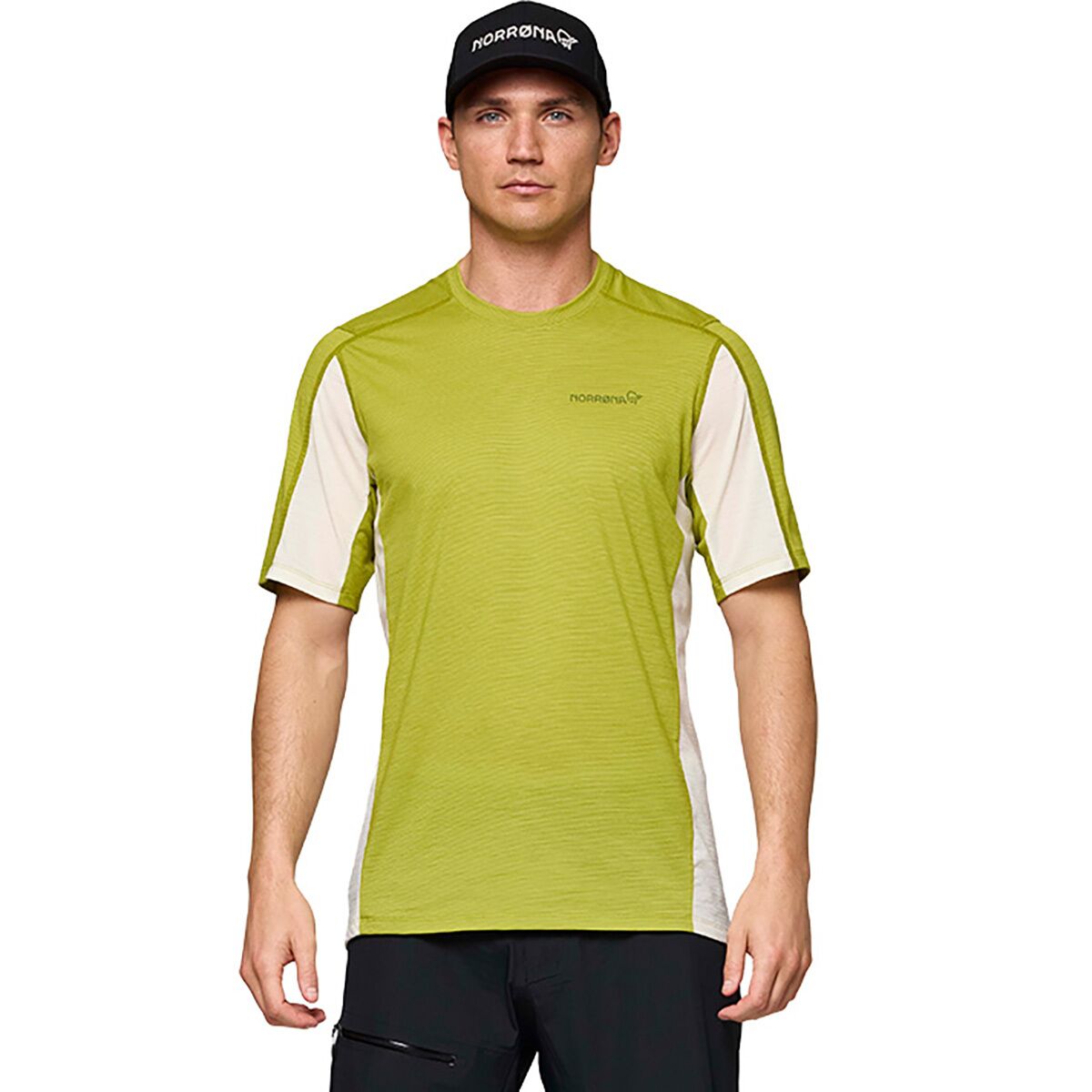 Image of Norrona Falketind EqualiserUll T-Shirt - Men's Golden Lime/Whisper White, XL