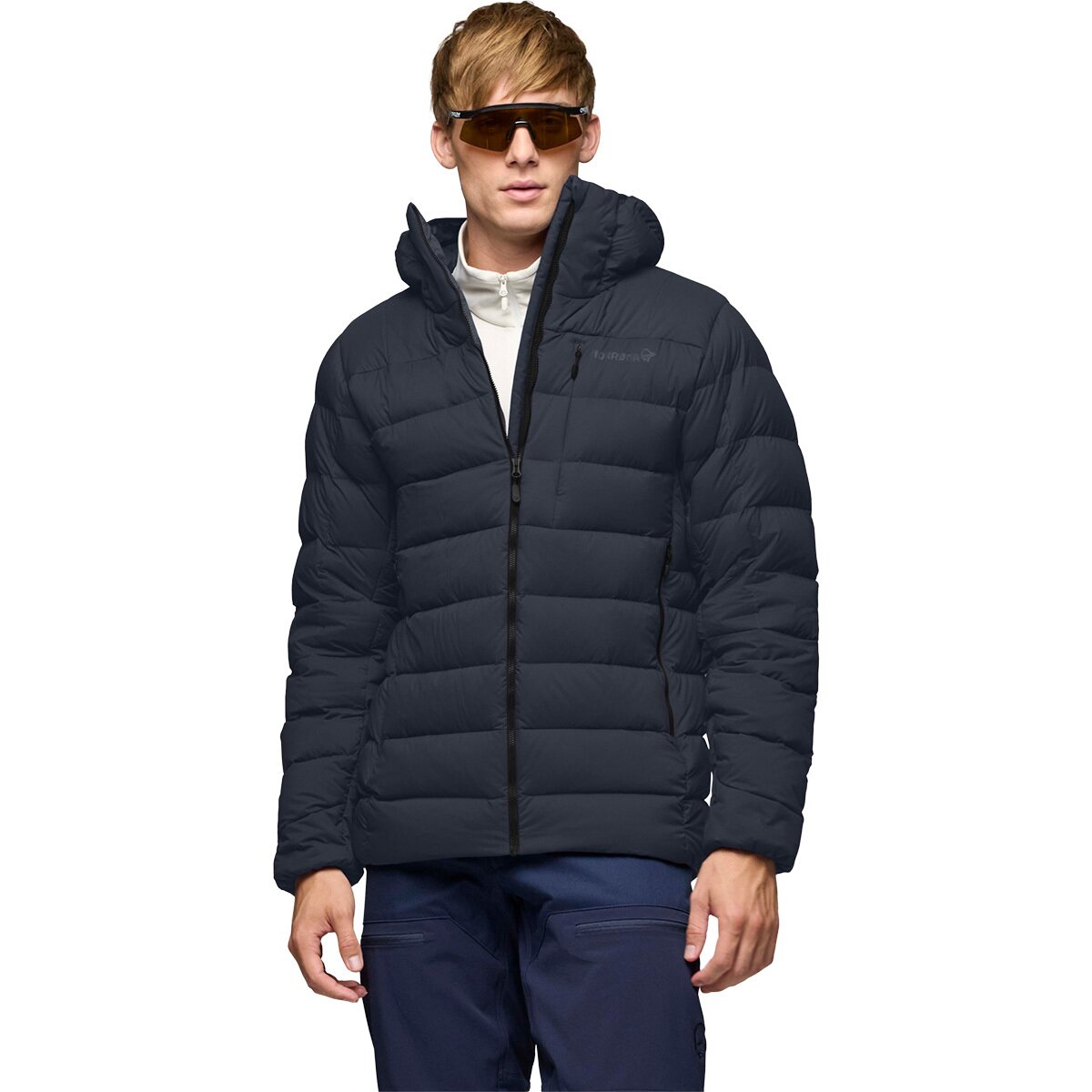 Image of Norrona Femund Down700 Zip Hooded Jacket - Men's Caviar Black, XL