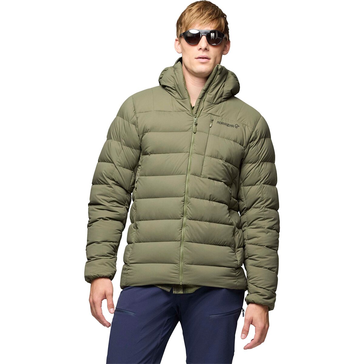 Image of Norrona Femund Down700 Zip Hooded Jacket - Men's Olive Night, M