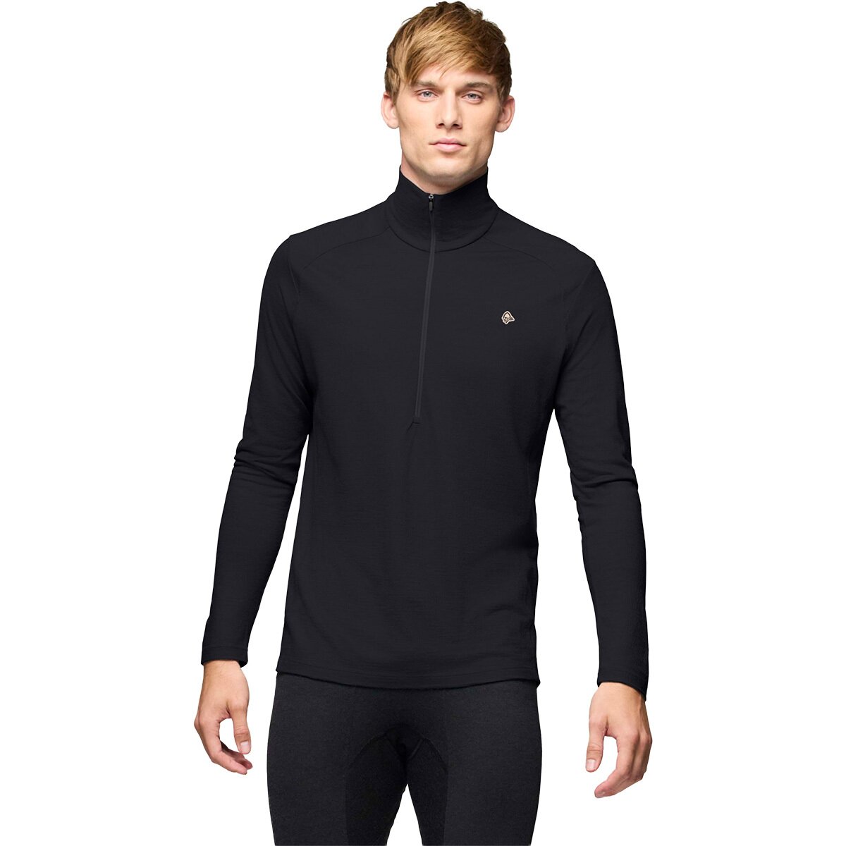 Image of Norrona Femund PureUll Zip Neck Top - Men's Caviar Black, S