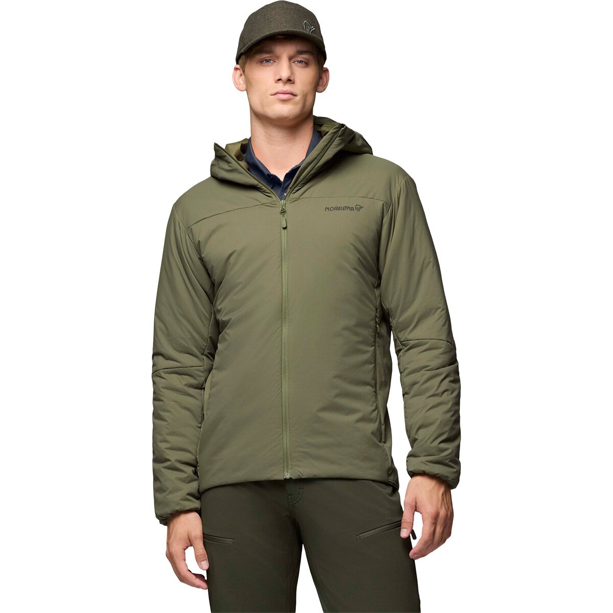 Image of Norrona Femund Thermo60 Zip Hooded Jacket - Men's Olive Night, M