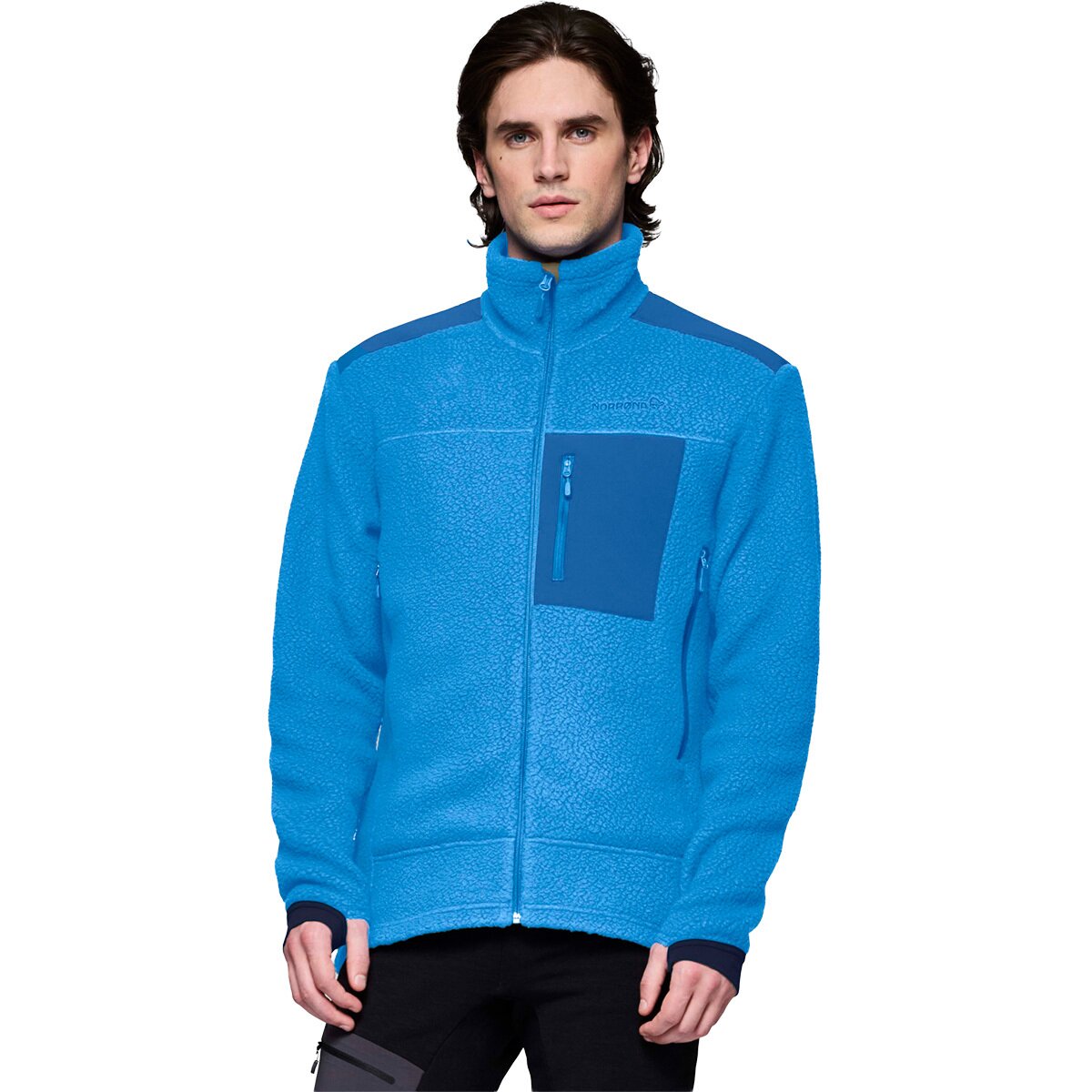 Image of Norrona Trollveggen Warm3 Jacket - Men's Brilliant Blue/Dark Blue, L