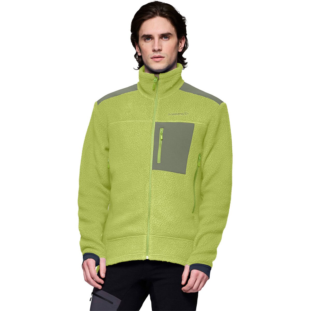 Image of Norrona Trollveggen Warm3 Jacket - Men's Dark Citron/Deep Lichen Green, M
