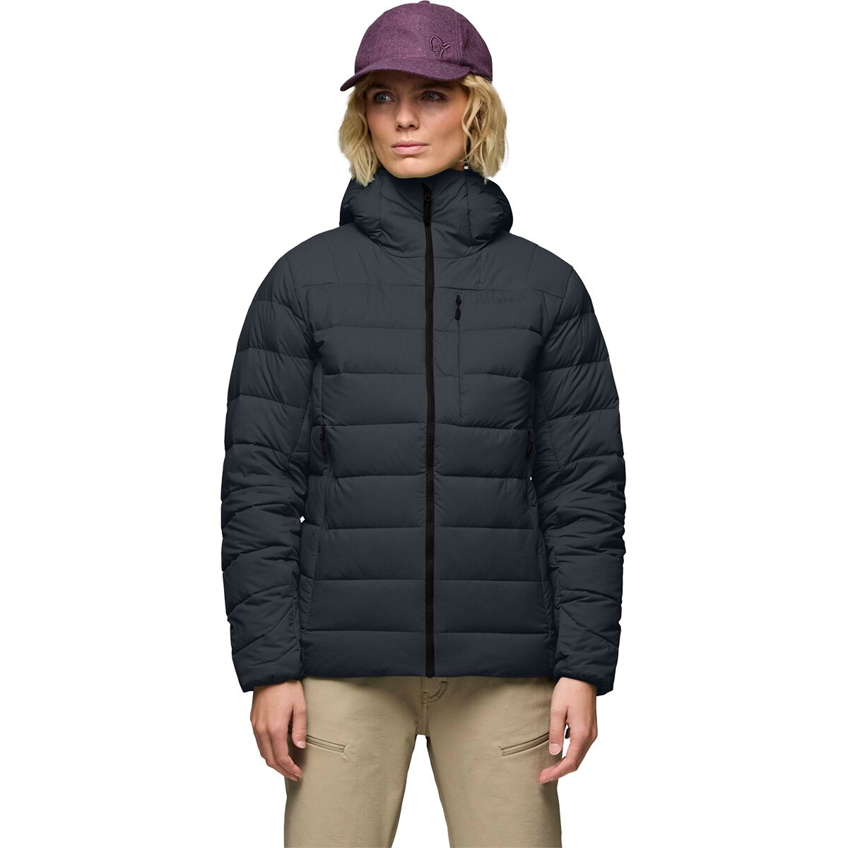 Image of Norrona Femund Down700 Zip Hooded Jacket - Women's Caviar Black, XS